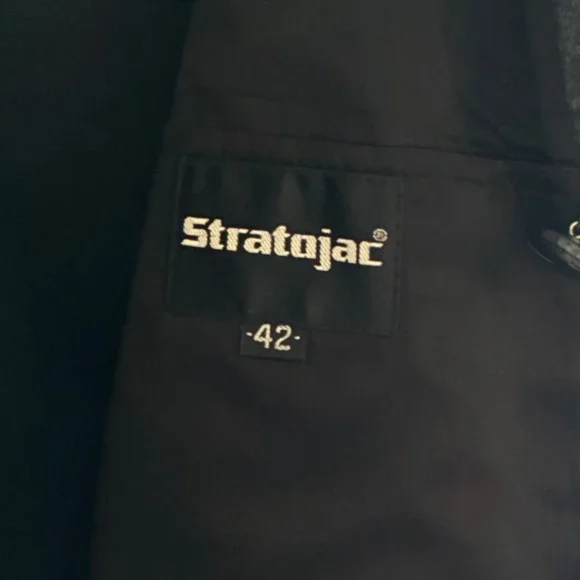 VTG Stratojac Charcoal Grey Wool Blend Double Breasted Overcoat USA Mens sz 42 - Picture 12 of 16